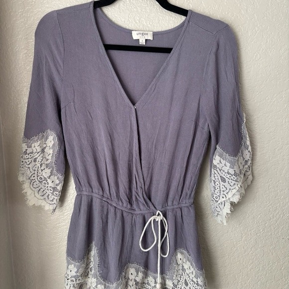 Umgee Purple lace trim babydoll Small Romper - Picture 8 of 9